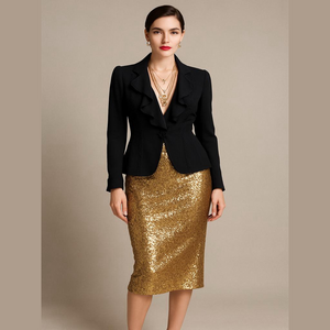 OSCAR de la Renta Black Braided Gothic Military Ruffle Front Jacket Sz US 12